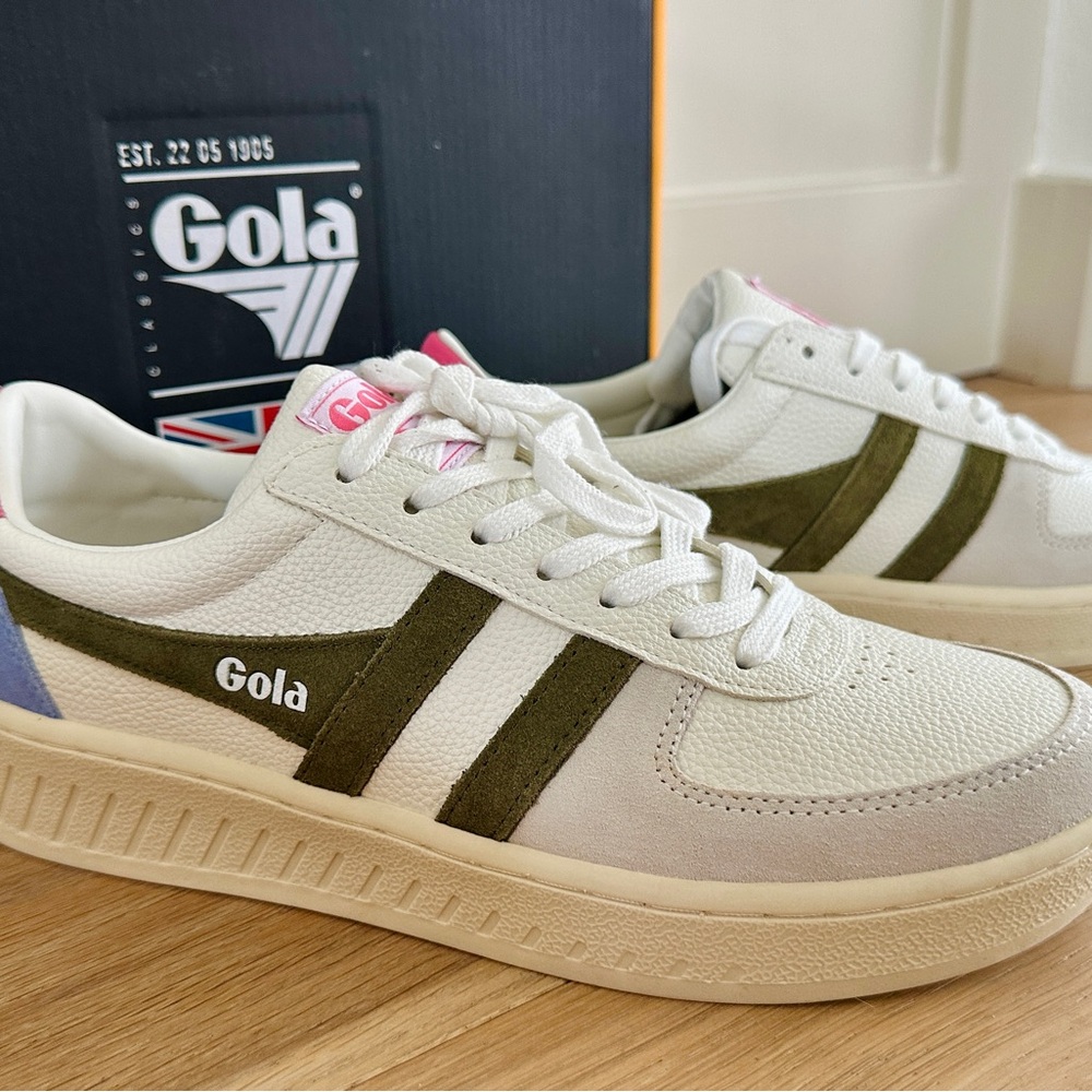 NWT Gola Grandslam Trident Sneakers - Size 9, olive green, khaki, pink, blue